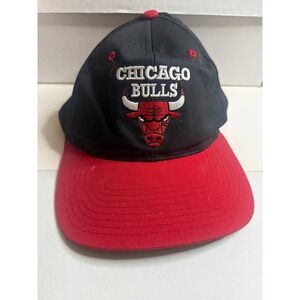 Vintage Chicago Bulls Snapback Hat Twins Enterprise NBA Black Red Cap OSFA